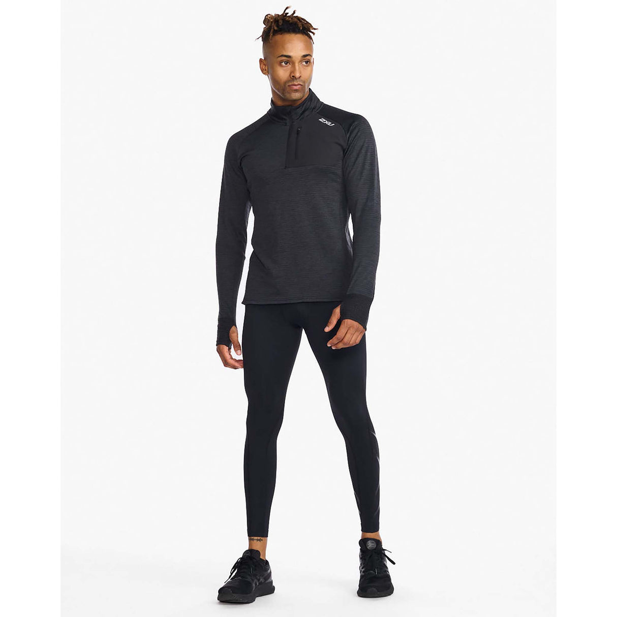 2XU chandail manches longues Ignition 1/4 Zip de course noir réfléchissant homme face