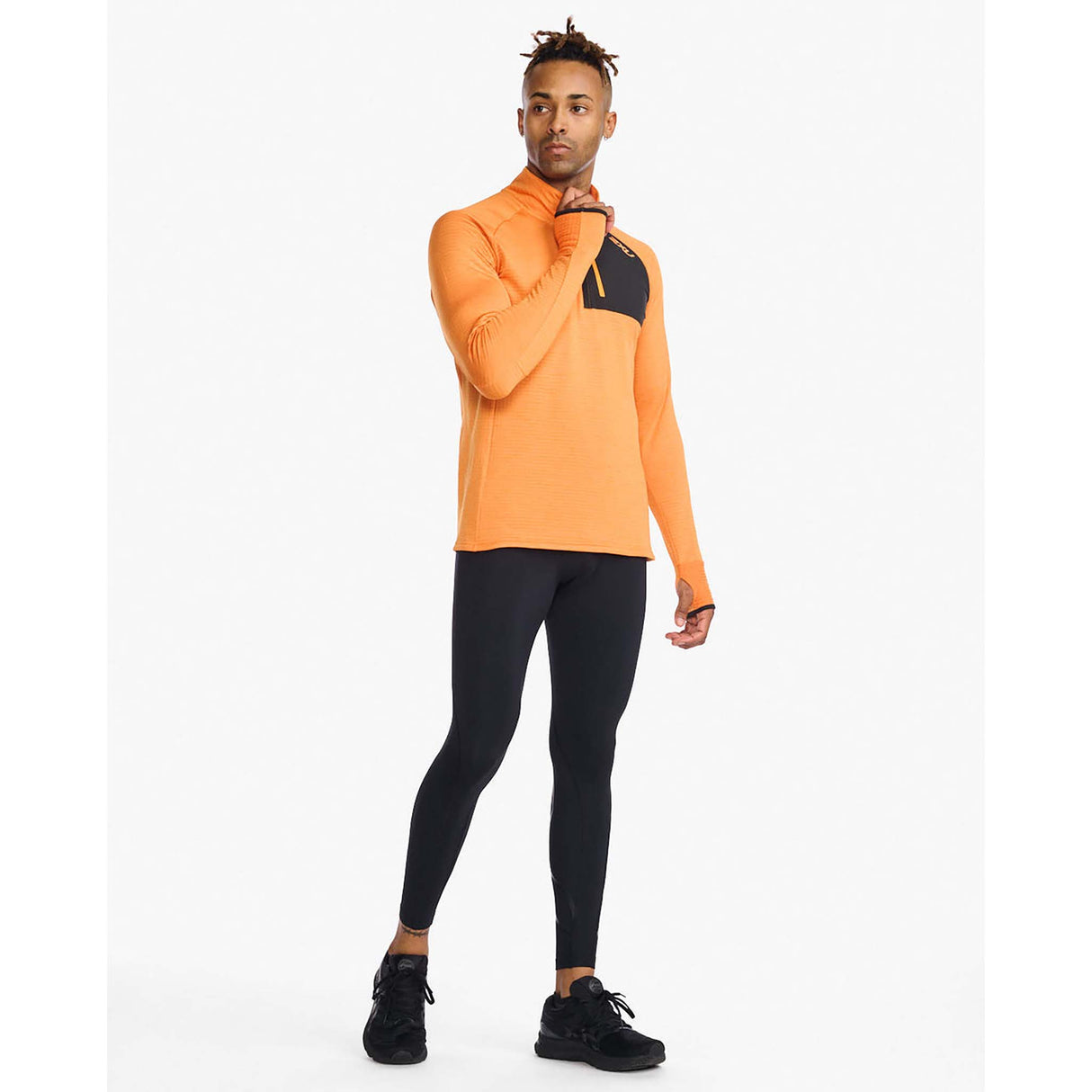 2XU chandail manches longues Ignition 1/4 Zip de course curcuma réfléchissant homme face