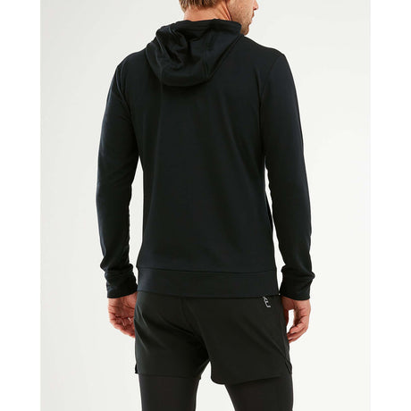 2XU Transit Zip Hoodie chandail kangourou noir homme dos