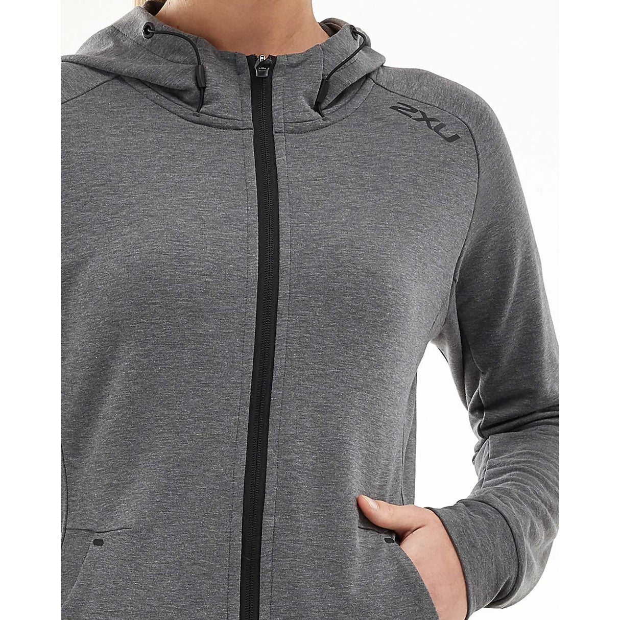 2XU Transit Zip Hoodie chandail kangourou gris  femme