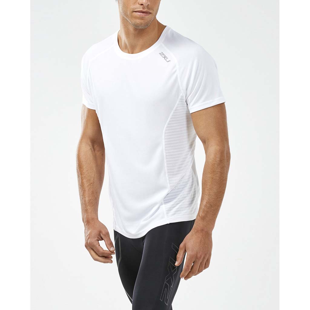 2XU XVent T-shirt sport et course à pied blanc pour homme lv3