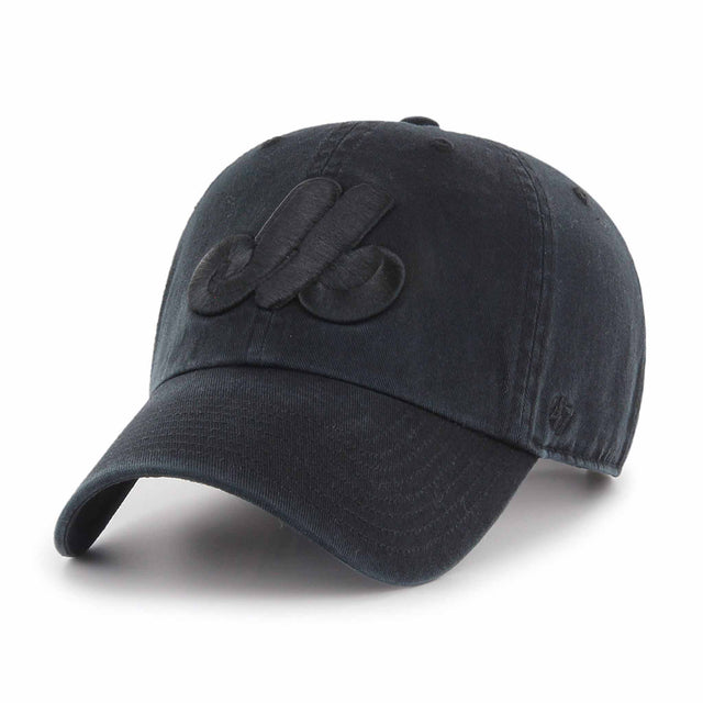 47 Brand Casquette 47 Brand Black On Black Clean Up MLB Montreal Expos