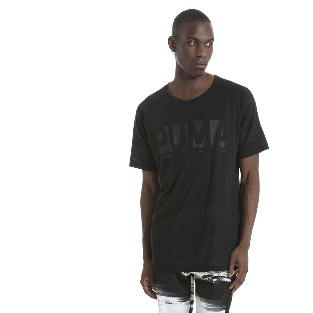 Puma Active Training Energy T shirt for men with raglan sleeves Black mottled S