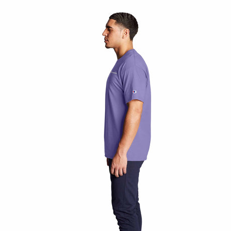 Champion T-shirt Classic Graphic Small Script Logo Iris Purple vue de côté