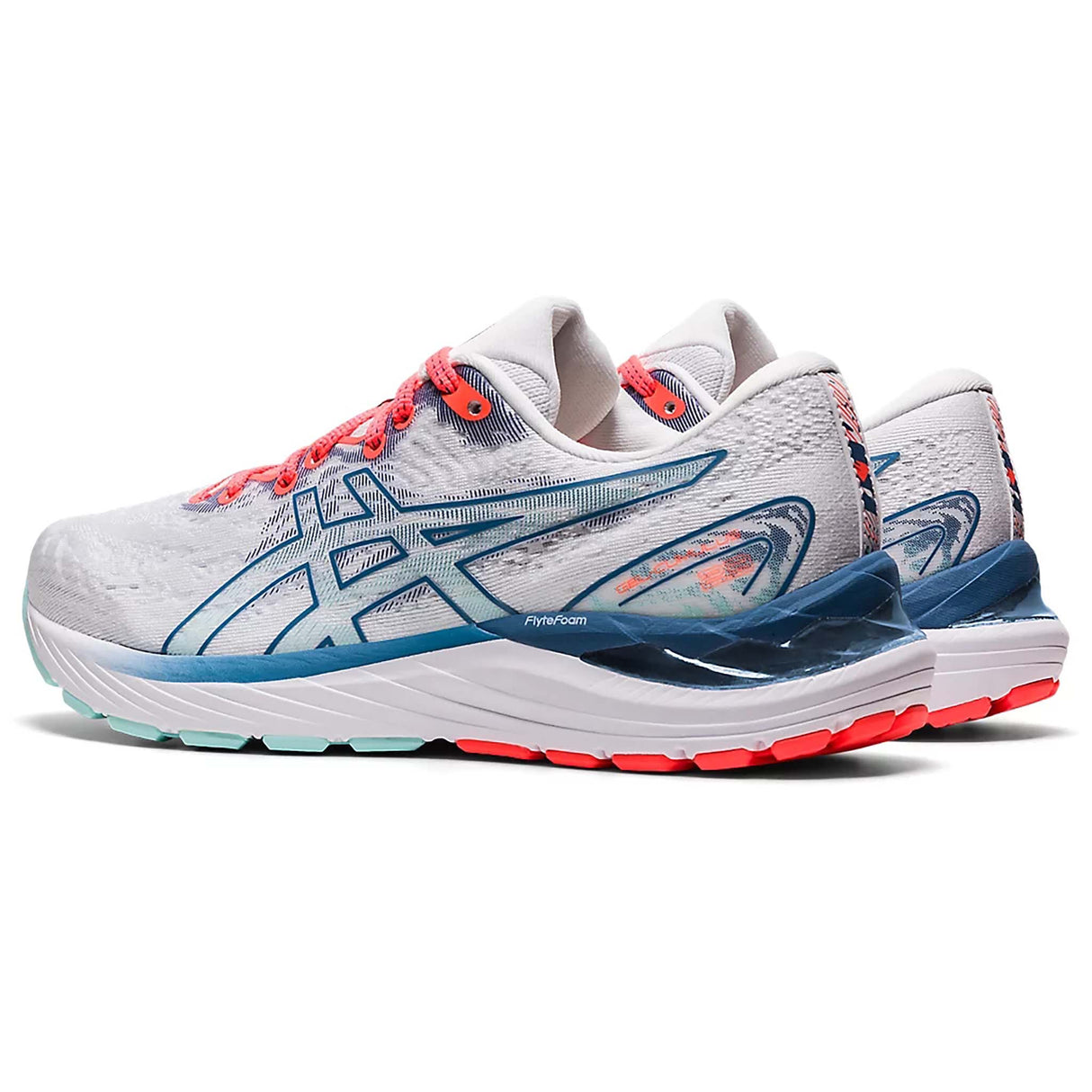 Asics Gel Cumulus 23 running femme white grey floss paire lateral