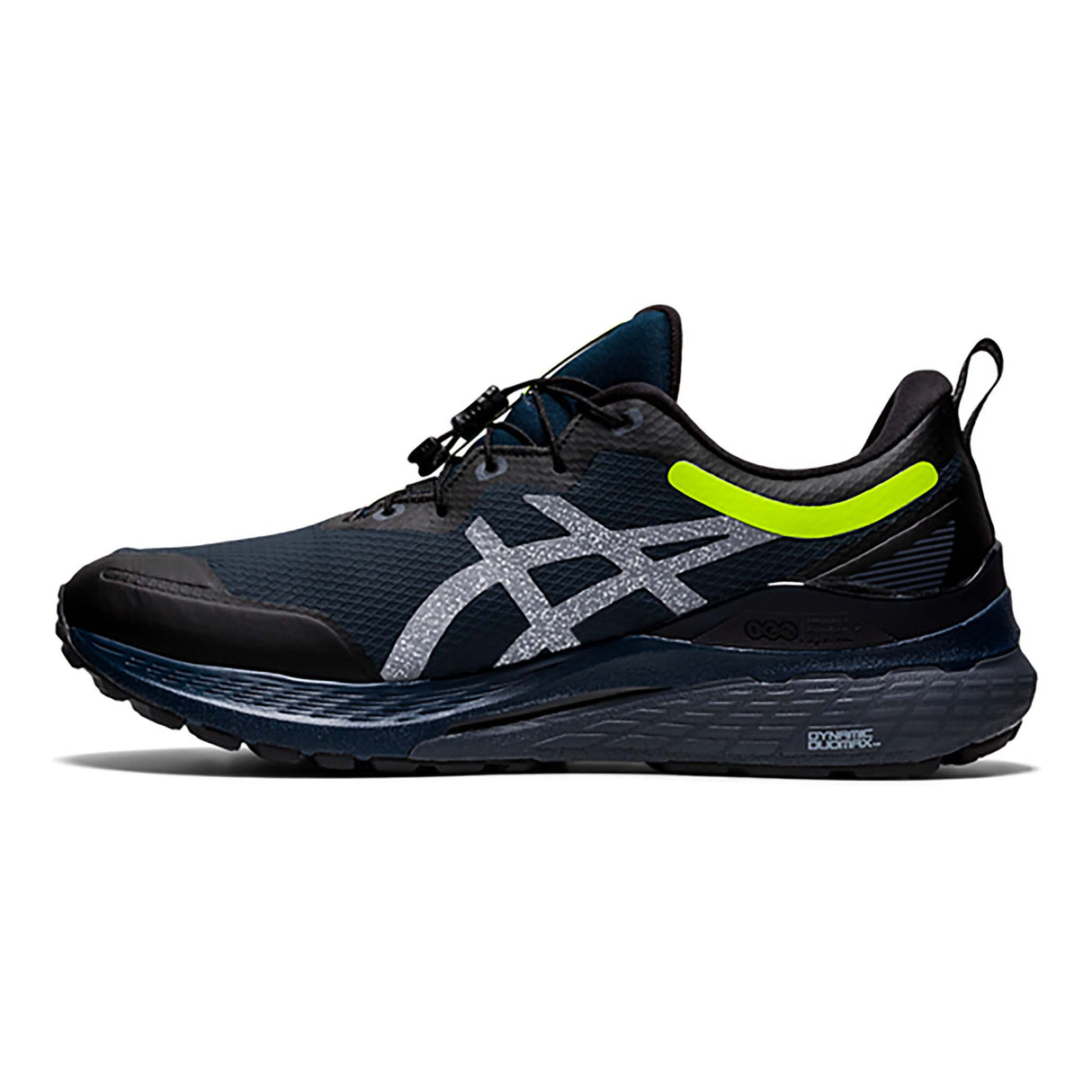 ASICS Gel Kayano 28 AWL chaussures de course à pied homme bleu francais jaune sureté lateral