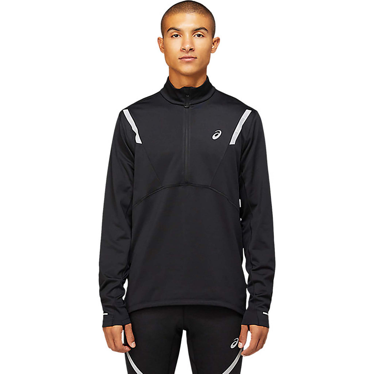 ASICS Lite-Show Winter chandail manches longues 1/2 zip de course à pied noir performance homme