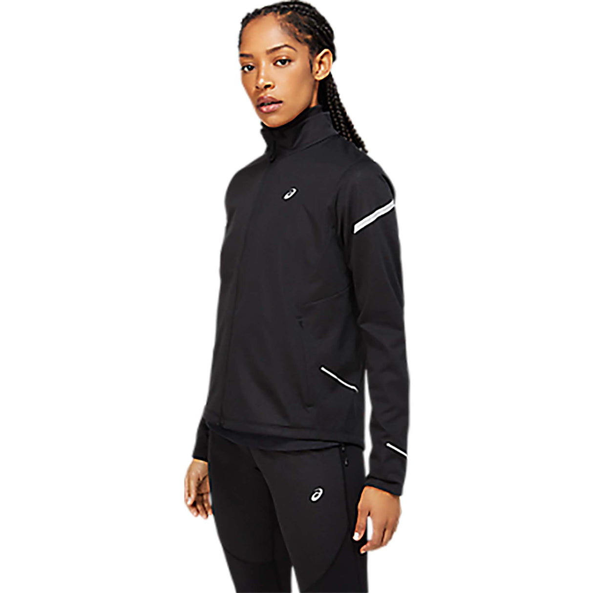 Manteau de course a pied ASICS Lite-Show d'hiver noir pour femme lateral