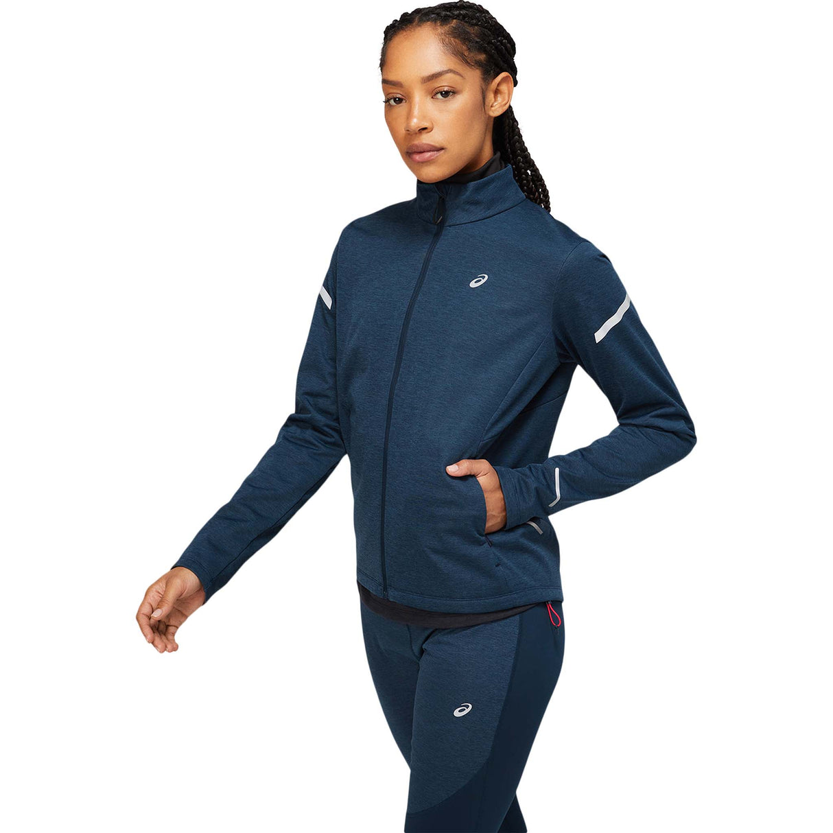 Manteau de course a pied ASICS Lite-Show d'hiver pour femme french blue lateral