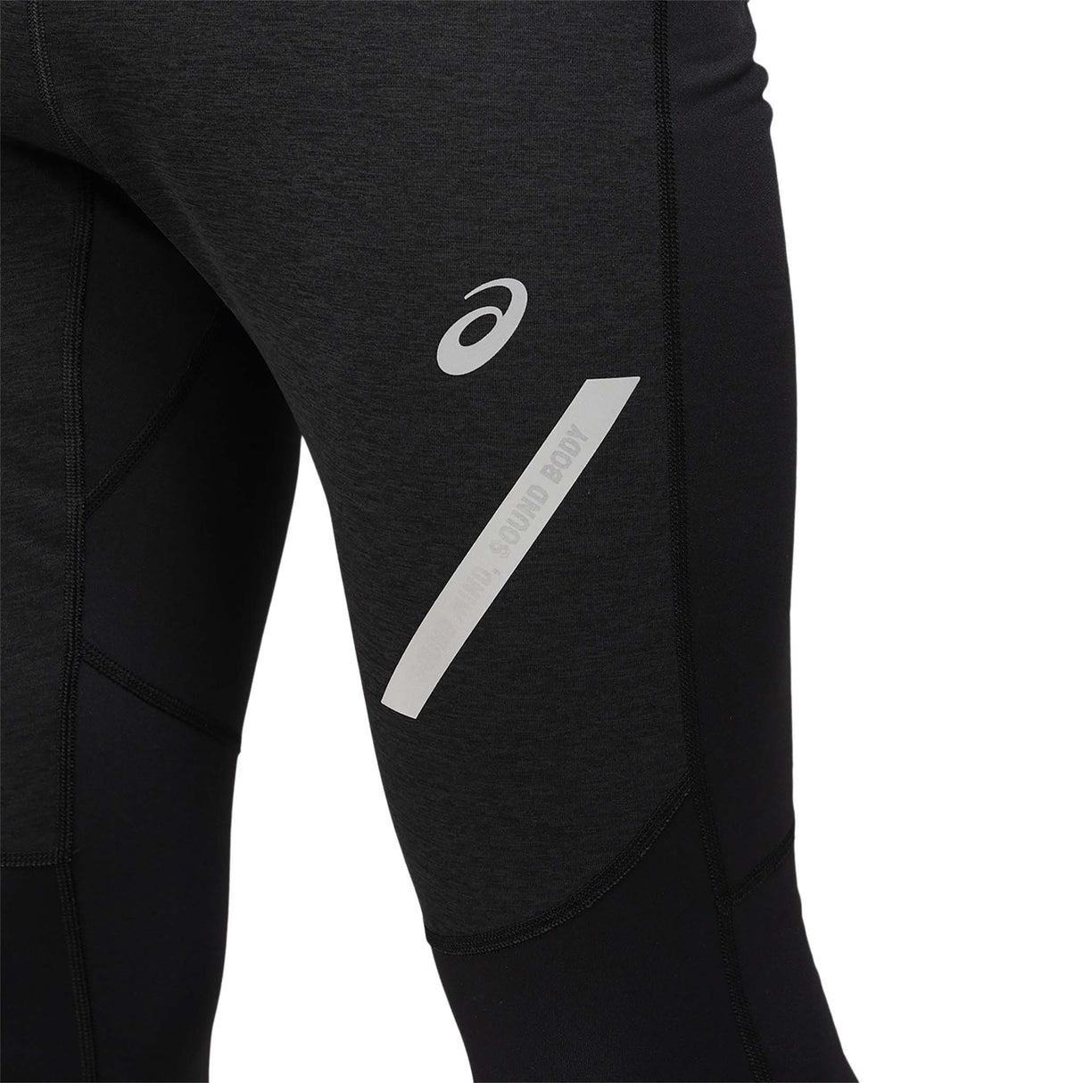 Leggings de course a pied ASICS Lite-Show d'hiver noir pour homme details logo