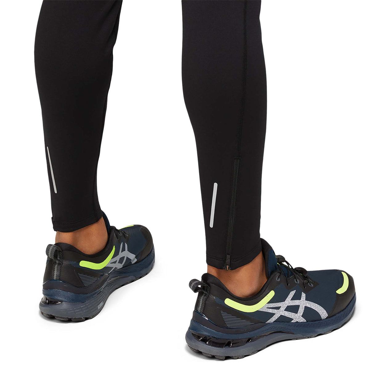 Leggings de course a pied ASICS Lite-Show d'hiver noir pour homme jambe