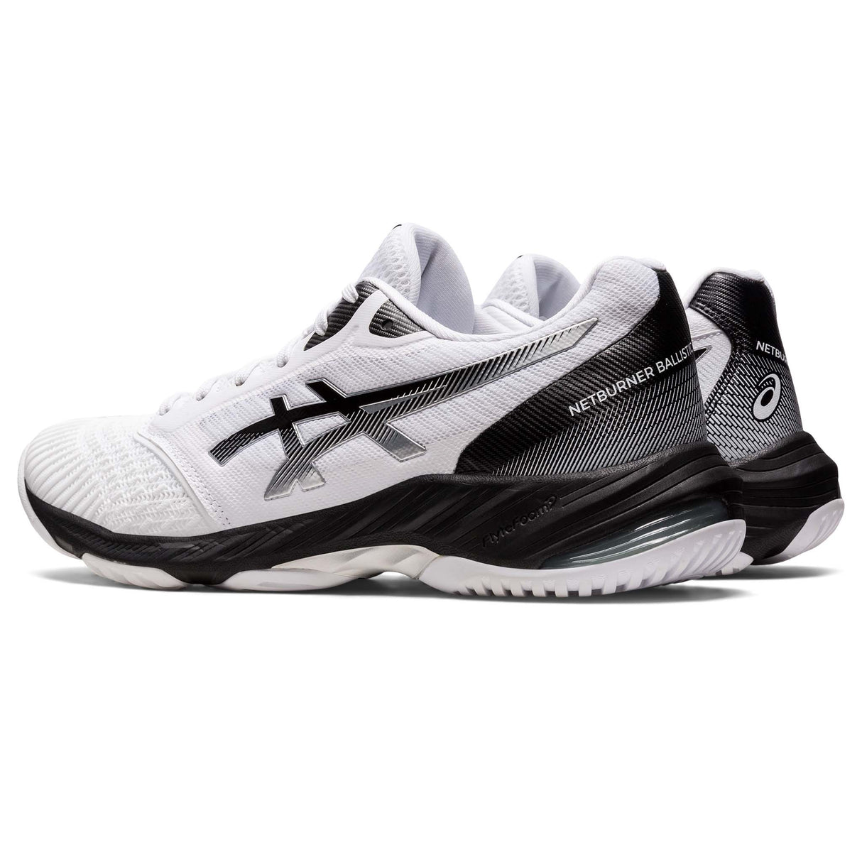 ASICS Netburner Ballistic FF 3 chaussures de volley-ball pour homme blanc noir paire lateral