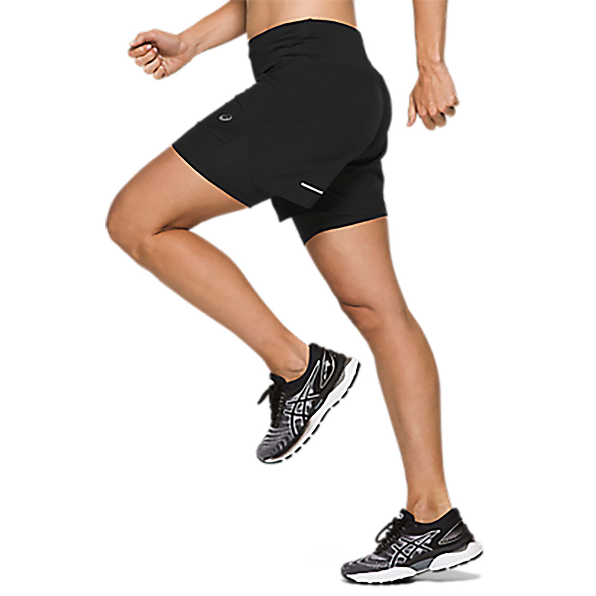 Short de course à pied pour femme ASICS Road 2-N-1 5.5 po noir lateral