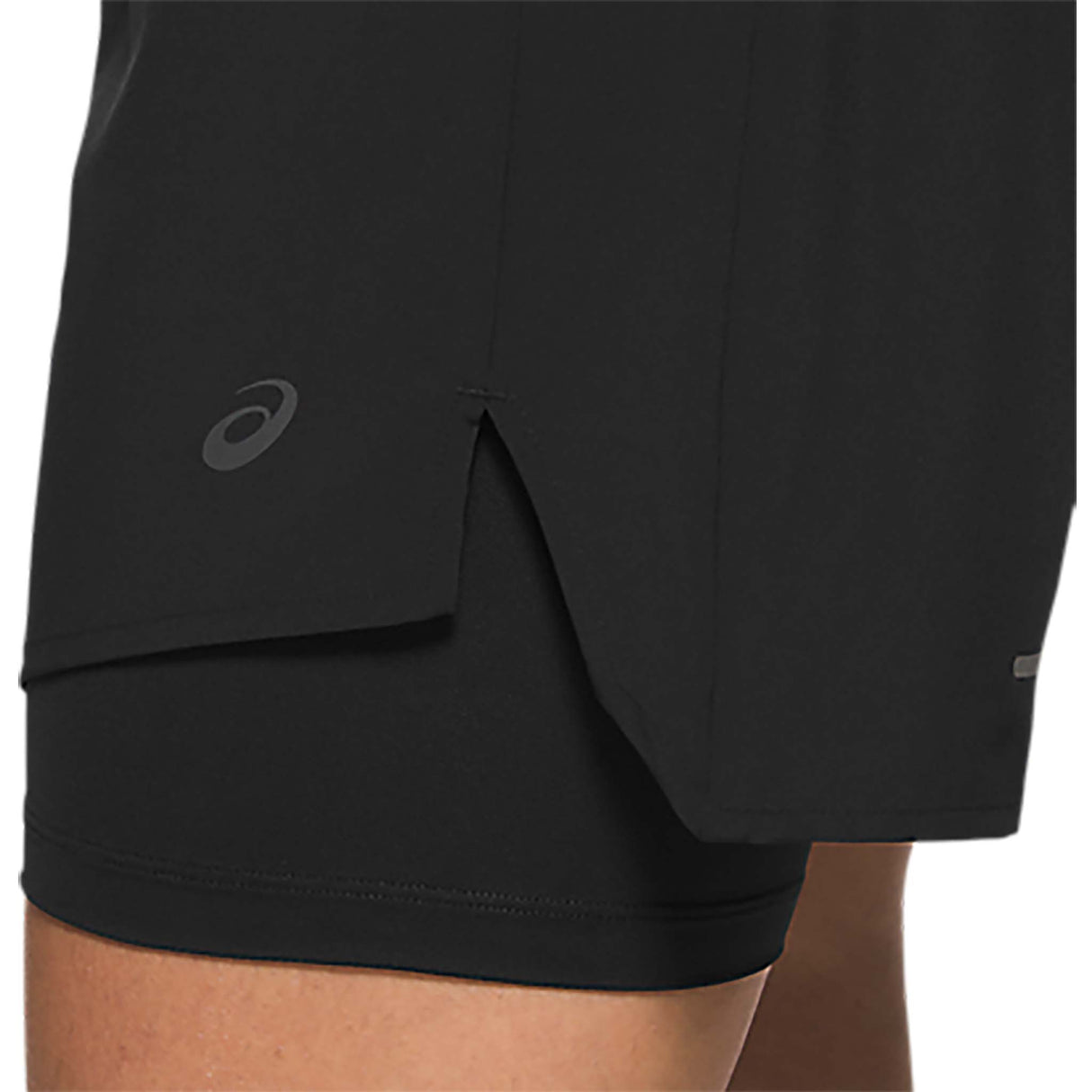 Short de course à pied pour femme ASICS Road 2-N-1 5.5 po noir lateral detail