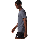 ASICS Silver T-shirt sport à manches courtes carrier grey performance black homme lateral