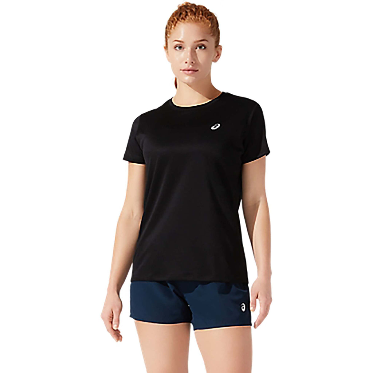 ASICS Silver t-shirt de course a pied a manches courtes noir pour femme