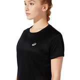 ASICS Silver t-shirt de course a pied a manches courtes noir pour femme col