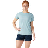 ASICS Silver t-shirt de course a pied a manches courtes smoke blue pour femme