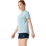 ASICS Silver t-shirt de course a pied a manches courtes smoke blue pour femme