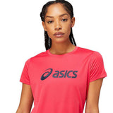 ASICS Silver t-shirt de course rose manche courtes femme col