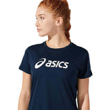 ASICS Silver t-shirt de course femme french blue white logo