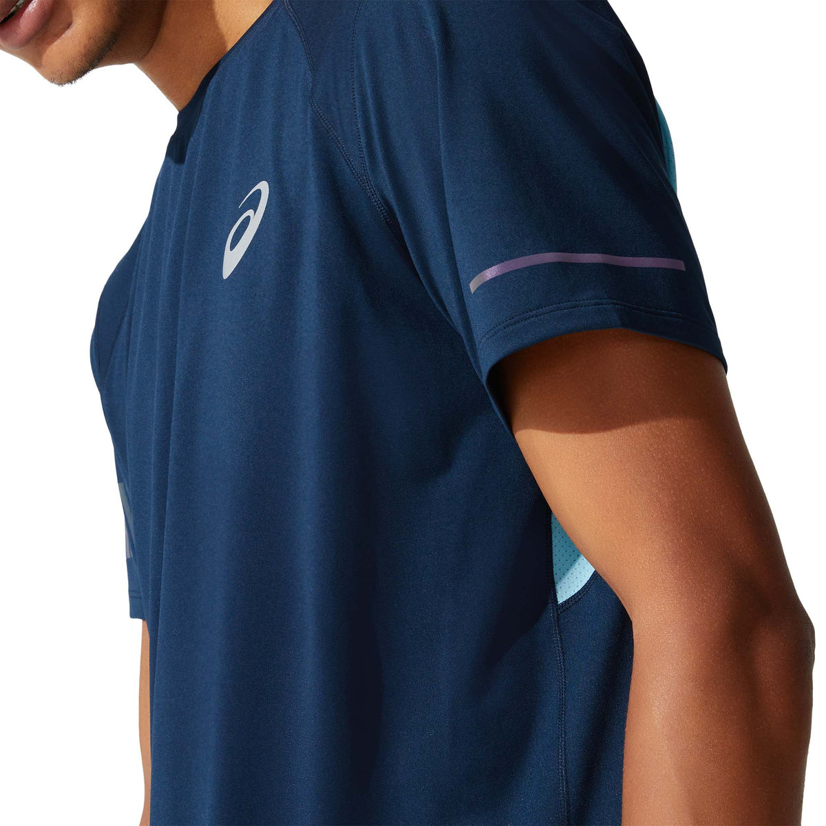 ASICS Visibility T-shirt de course bleu homme bande refléchissante