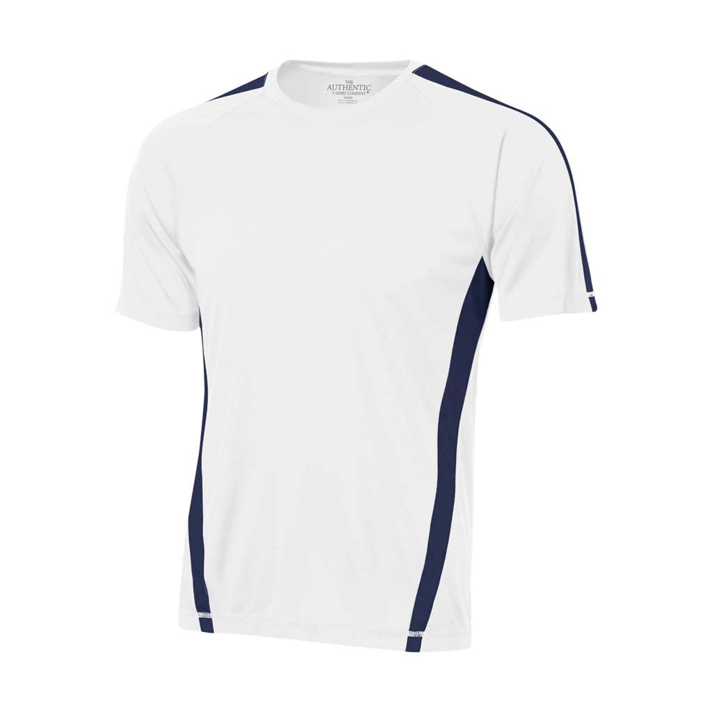 ATC S3519 T-shirt de soccer - Blanc / Bleu Marine