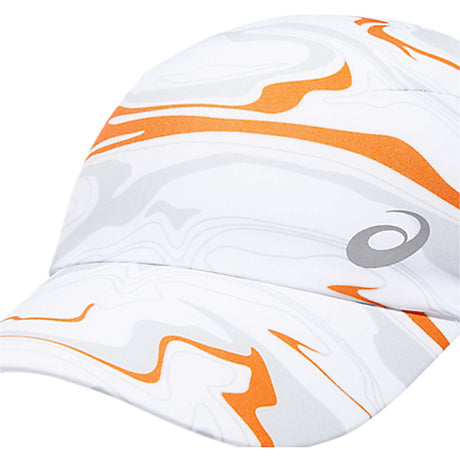 Asics Graphic Woven Cap casquette de course à pied blanc angle