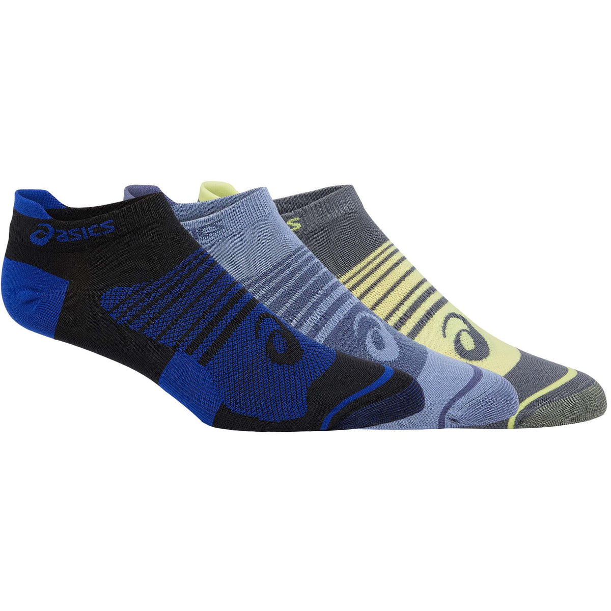ASICS Quick Lyte Plus chaussettes de course à pied homme (paquet de 3) bleu orage jaune brillant