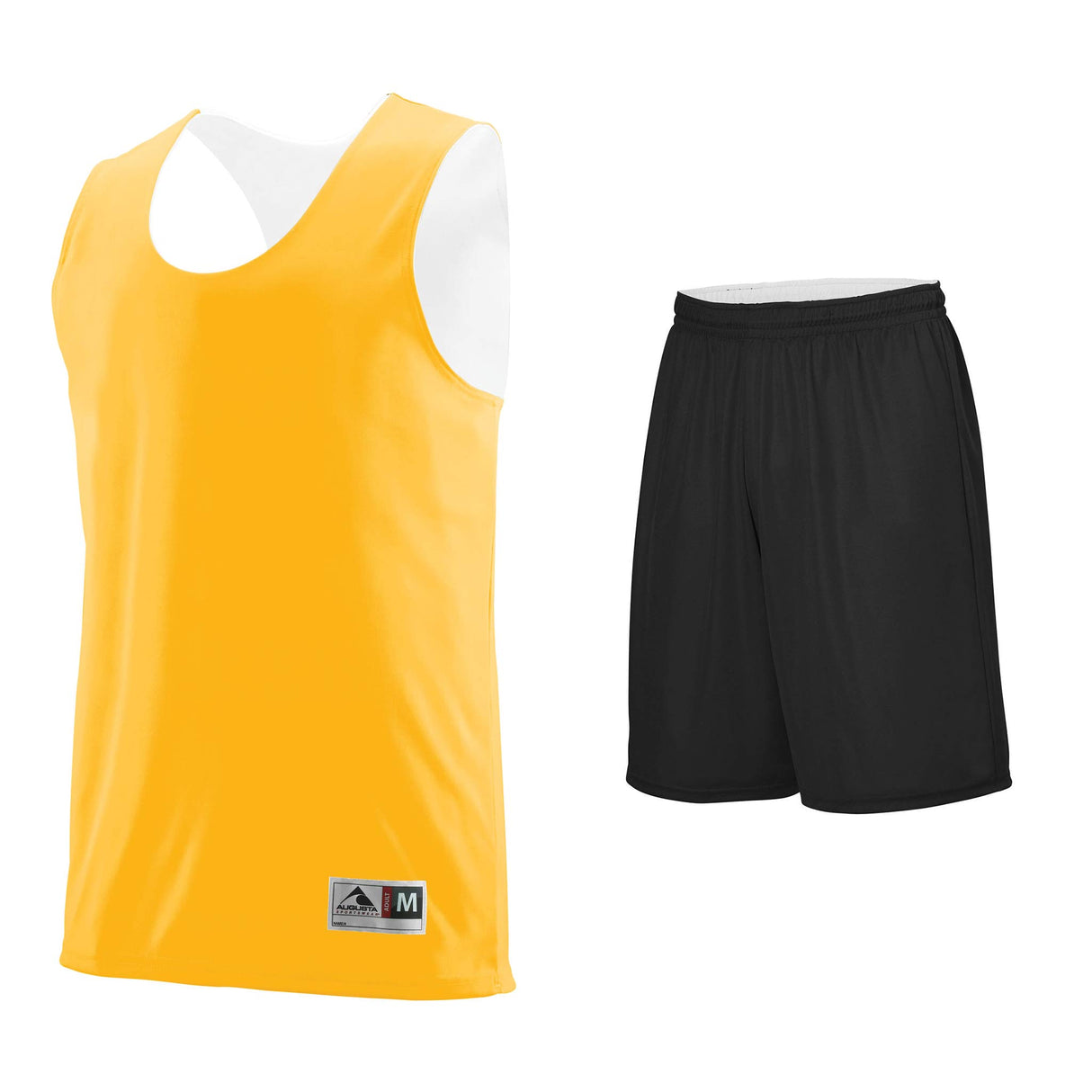Augusta Sportswear Uniforme camisole et short de basketball réversible - Camisole Jaune / Blanc et Short Noir / Blanc