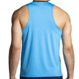 Camisole de course a pied Brooks Atmosphere Singlet 2.0 pour homme dos - navy / spring break