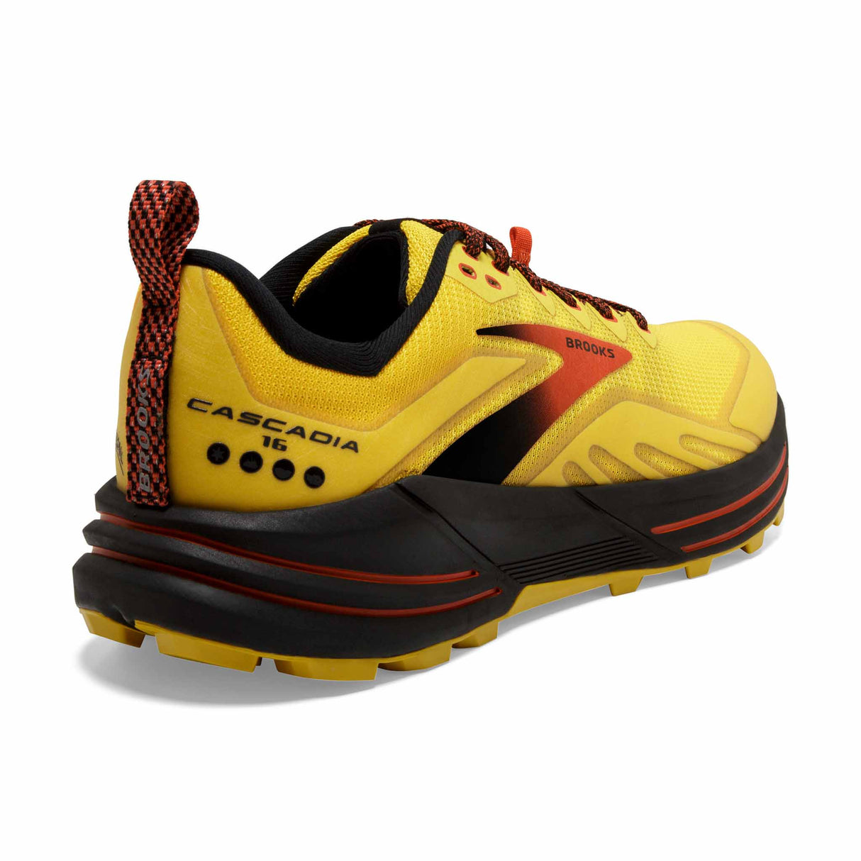 Brooks Cascadia 16 chaussures de course à pied trail homme - Yellow / Black / Grenadine - angle 2