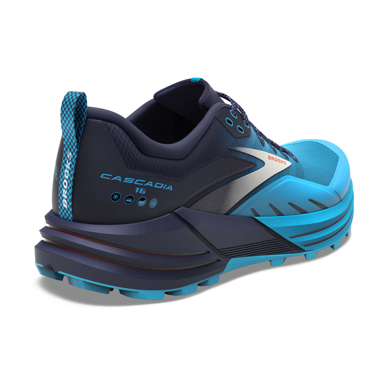 Brooks Cascadia 16 chaussures de course à pied trail homme talon- peacoat atomic blue rooibos