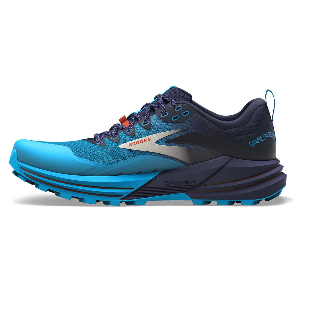 Brooks Cascadia 16 chaussures de course à pied trail homme lateral- peacoat atomic blue rooibos