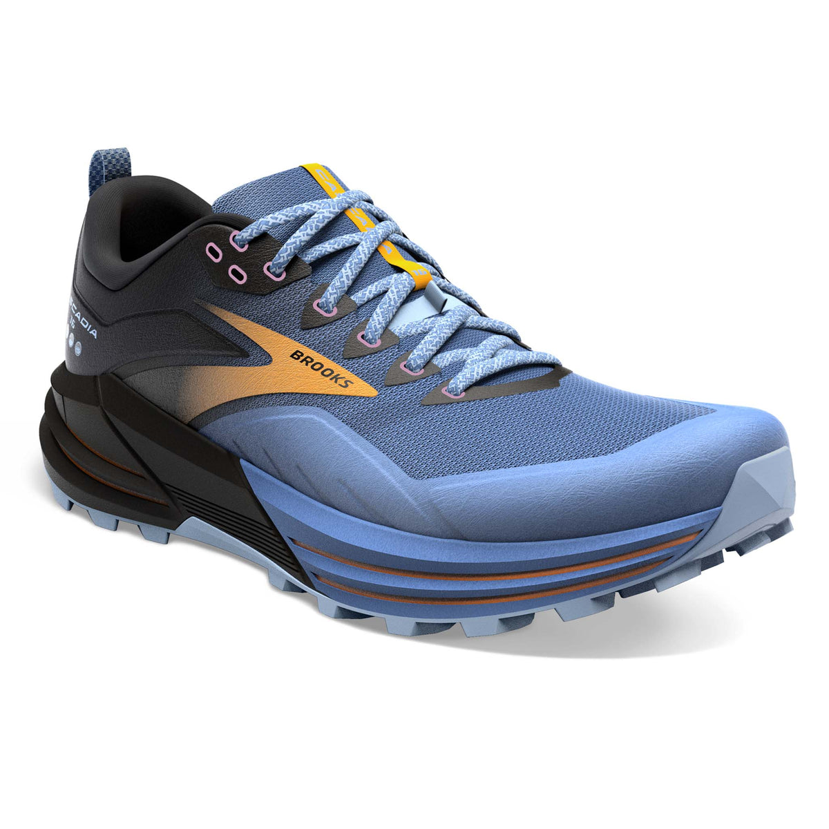 Brooks Cascadia 16 chaussures de course à pied trail femme pointe bleu noir jaune