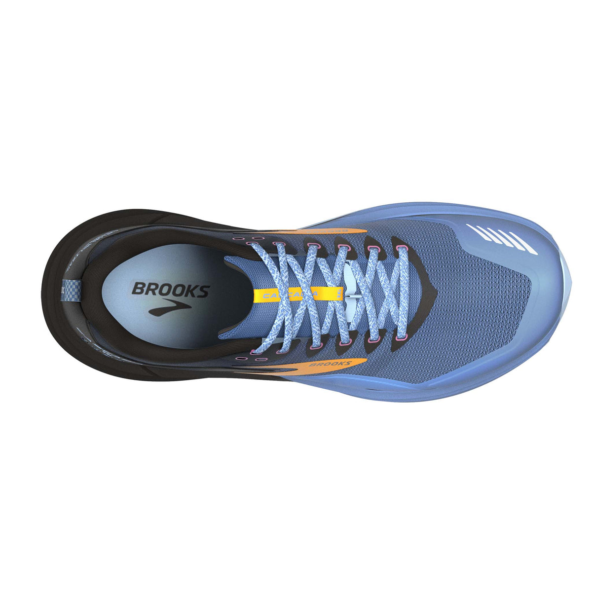 Brooks Cascadia 16 chaussures de course à pied trail femme empeigne bleu noir jaune