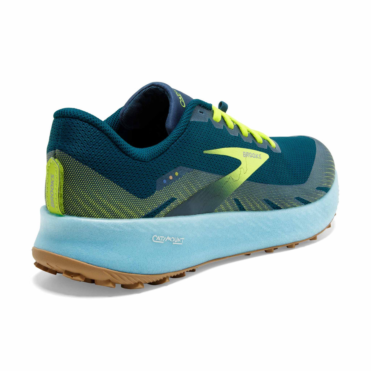 Brooks Catamount chaussures de course à pied trail homme - Blue / Lime / Biscuit - angle 2