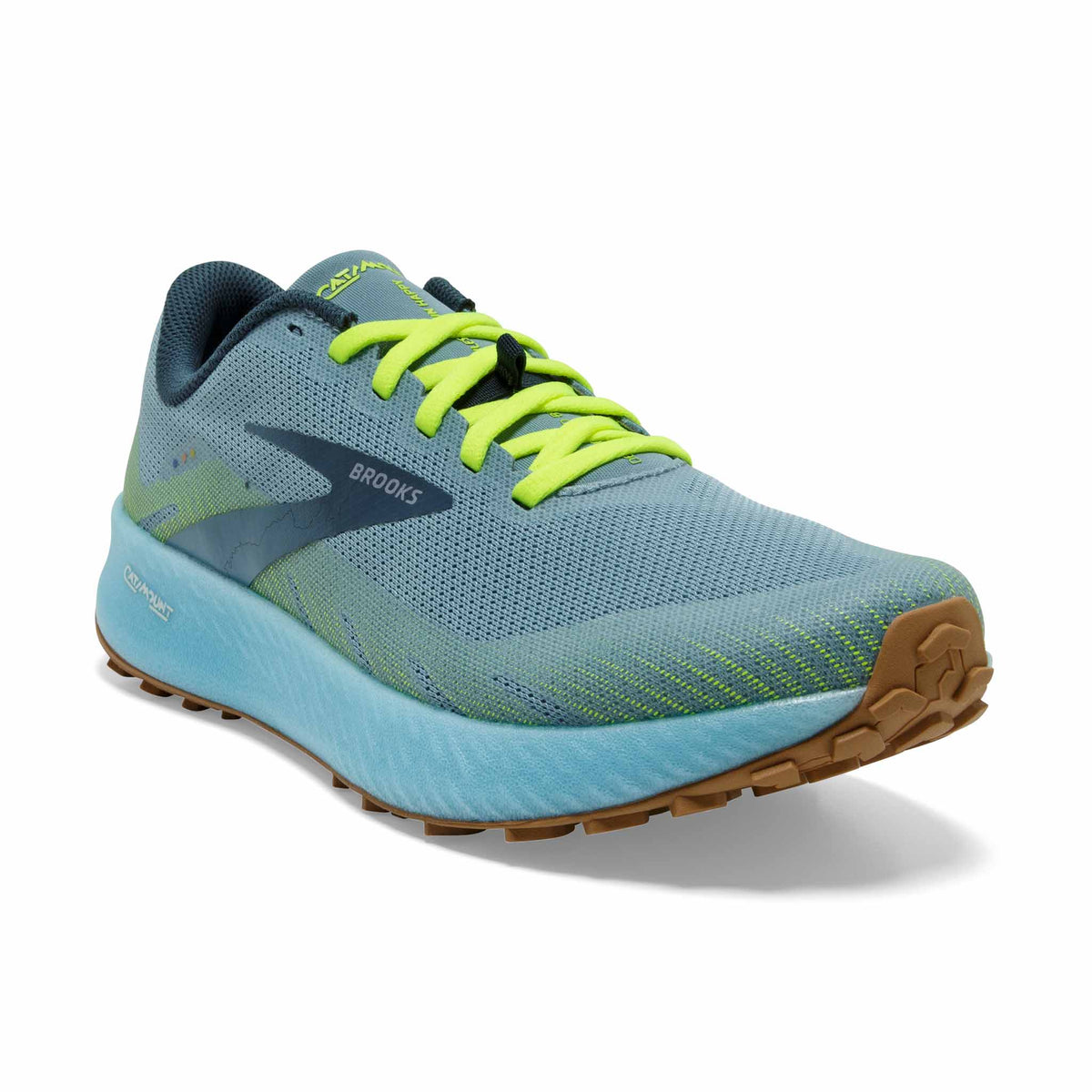 Brooks Catamount chaussures de course à pied trail femme - Blue / Lime / Biscuit - angle