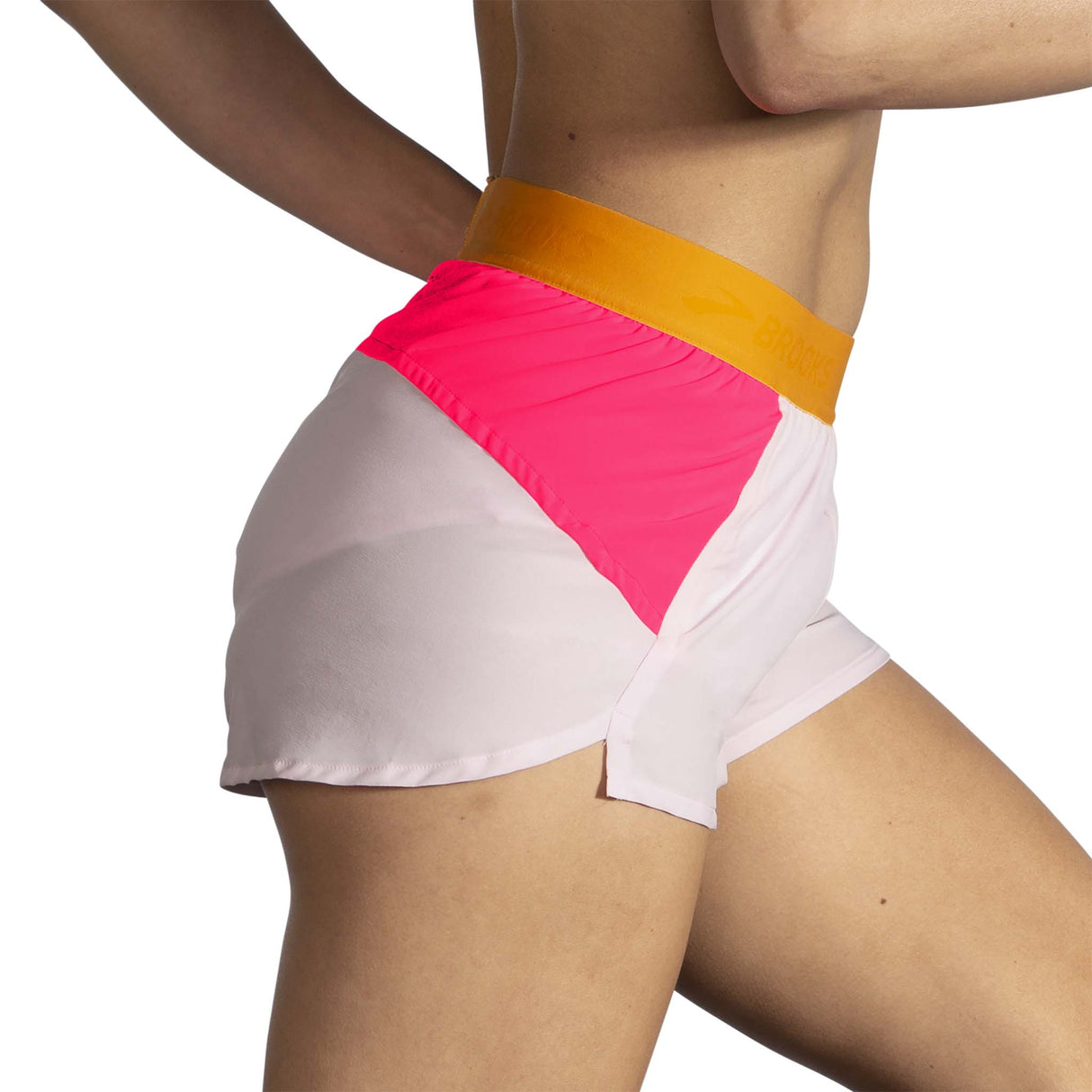 Brooks Chaser 3 pouces shorts course femme -Quartz/Hyper Pink/Brooks lateral