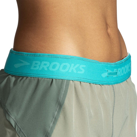 Brooks Chaser 5" 2-en-1 short course femme taille - Pebble / Dark Pebble / Cool Mint