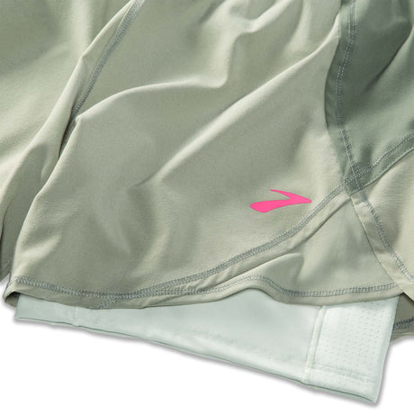 Brooks Chaser 5" 2-en-1 short course femme details- Pebble / Dark Pebble / Cool Mint