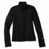 Brooks Dash 1/2 Zip chandail de course à pied pour femme - Noir - Flat Lay