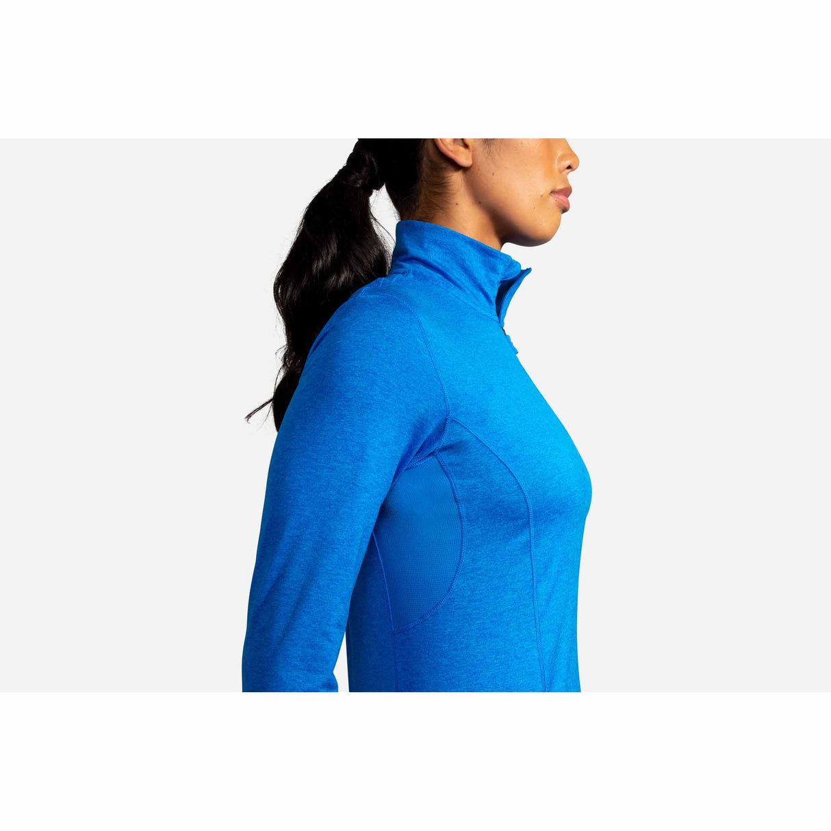 Brooks Dash 1/2 Zip chandail de course à pied pour femme - Heather Blue Bolt - côté