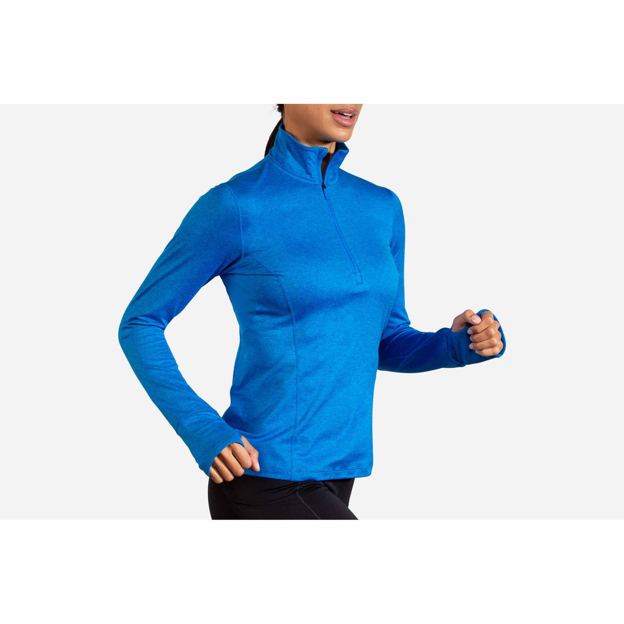 Brooks Dash 1/2 Zip chandail de course à pied pour femme - Heather Blue Bolt - angle