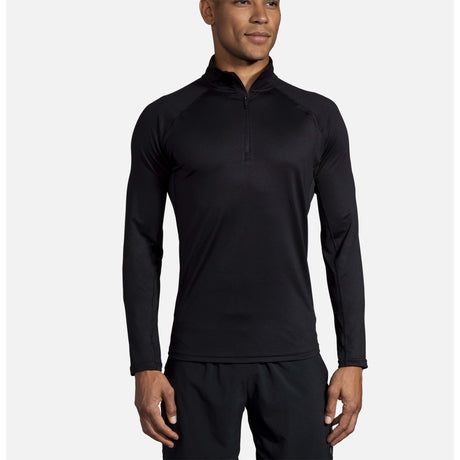 Chandail de course Brooks Dash demi-zip noir manches longues homme live
