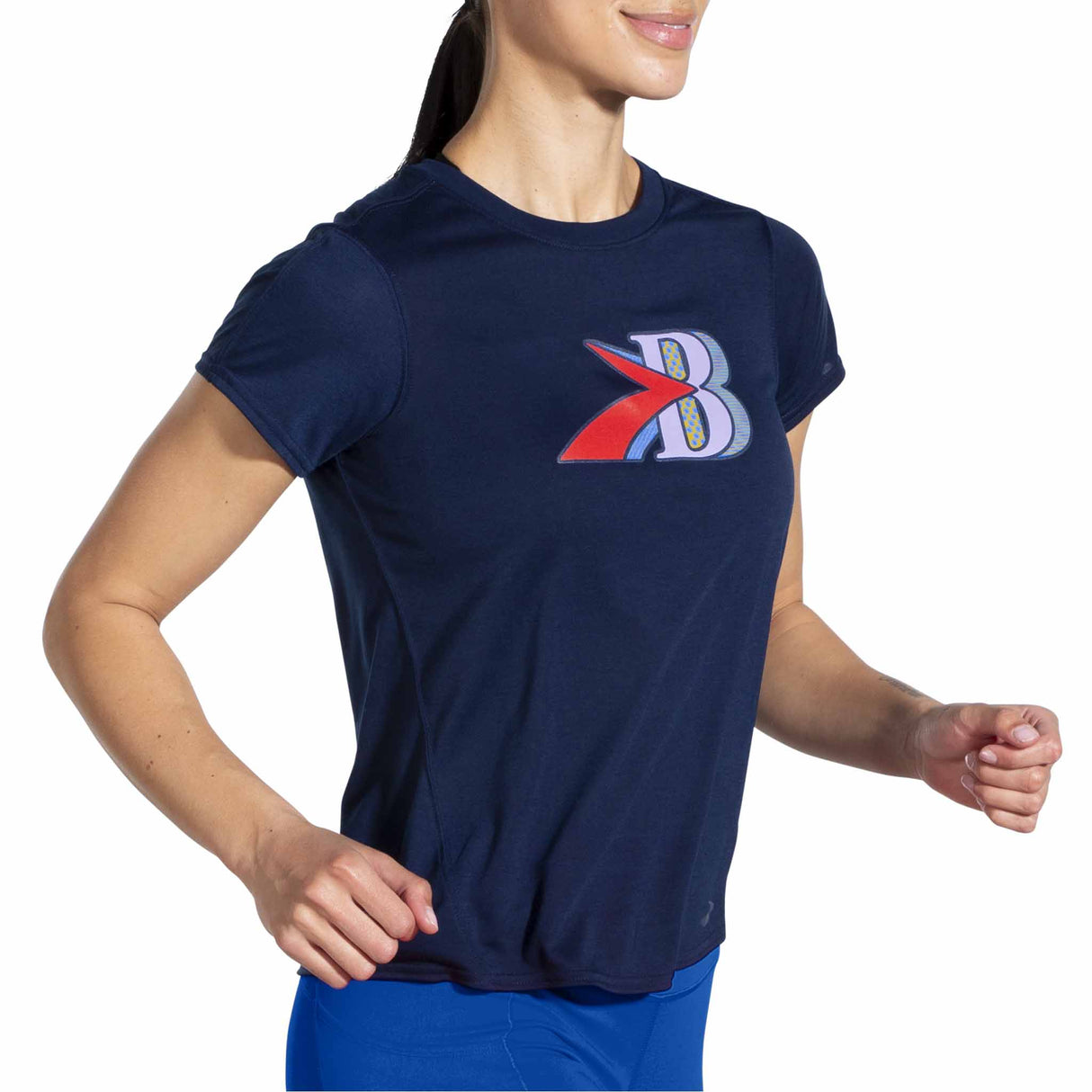 Brooks Distance Graphic T-shirt de course manches courtes pour femme - Navy / Brooks B