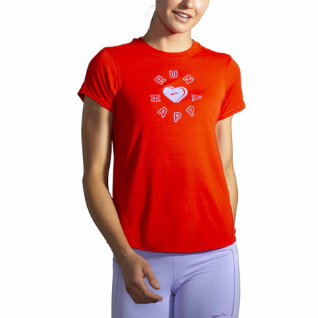 Brooks Distance Graphic T-shirt de course manches courtes pour femme - Jamberry / Love Run