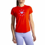 Brooks Distance Graphic T-shirt de course manches courtes pour femme - Jamberry / Love Run
