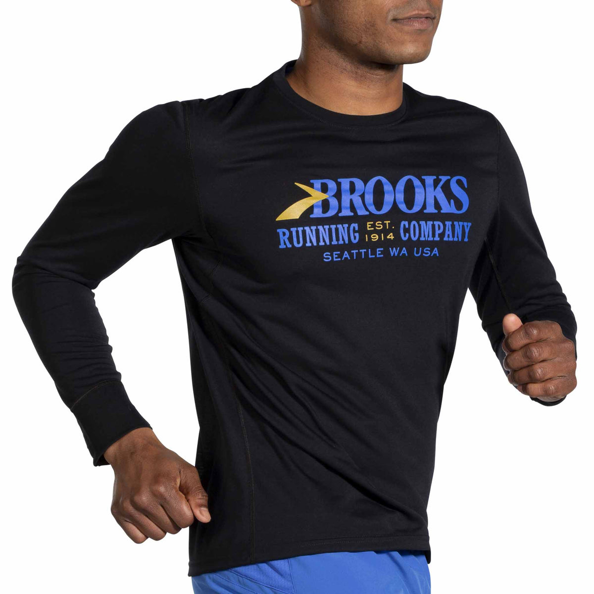 Brooks Distance Graphic t-shirt de course à manches longues pour homme - Black / Heritage