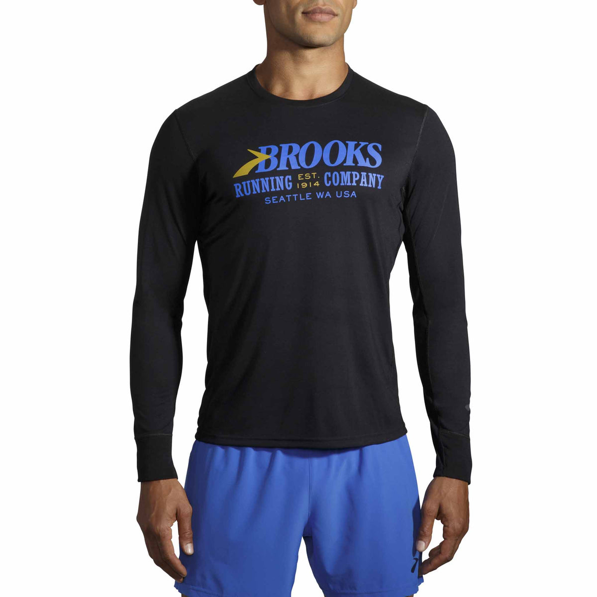Brooks Distance Graphic t-shirt de course à manches longues pour homme - Black / Heritage